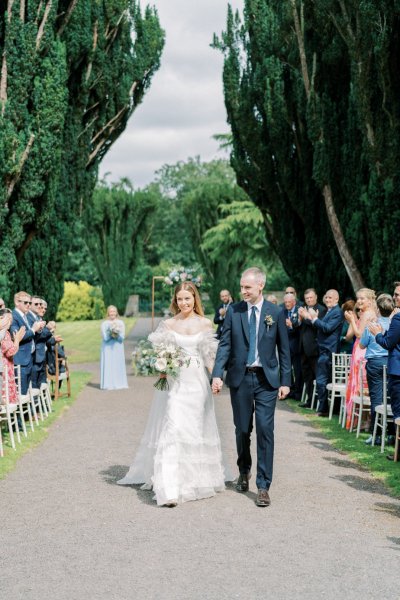 Bride and groom celebrate just wed