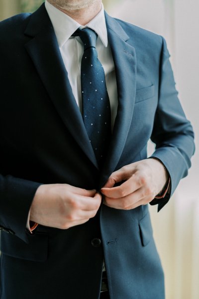 Suit detail up close groom