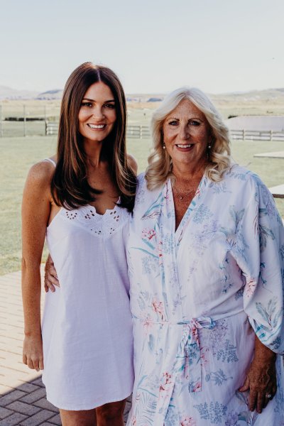 Bride and mother wearing bridal loungewear