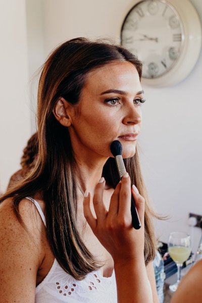 Bride gets her makeup done