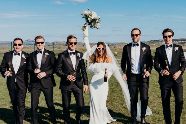 Bride groomsmen flowers