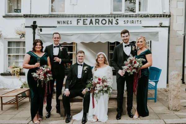 Fearon's spirits pub off license bride groom flowers and family groomsmen and bridesmaids