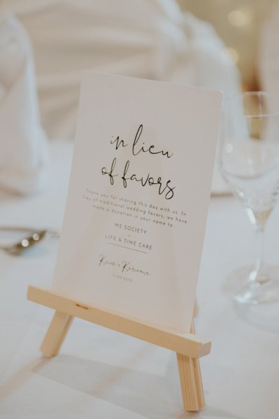 Menu seating arrangements table setting wine champagne glasses