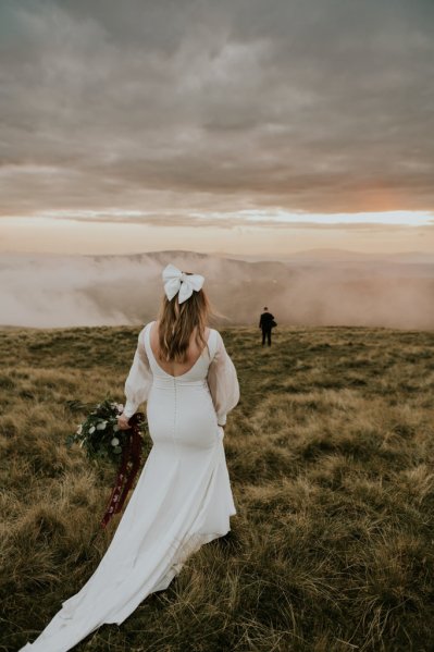 Bride approaching groom