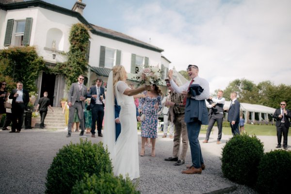 Bride groom guests celebrating