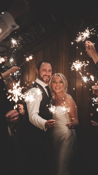 Sparklers couple bride and groom