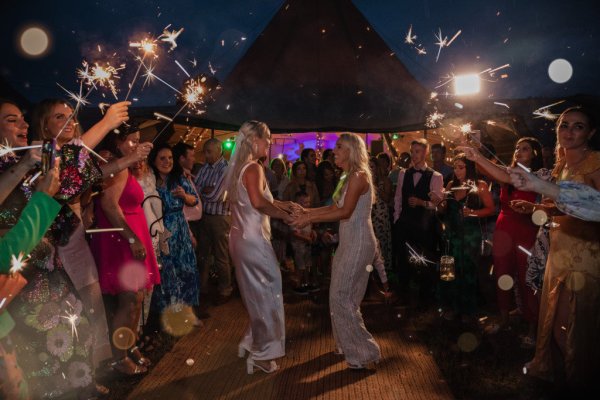 Dancefloor brides dancing