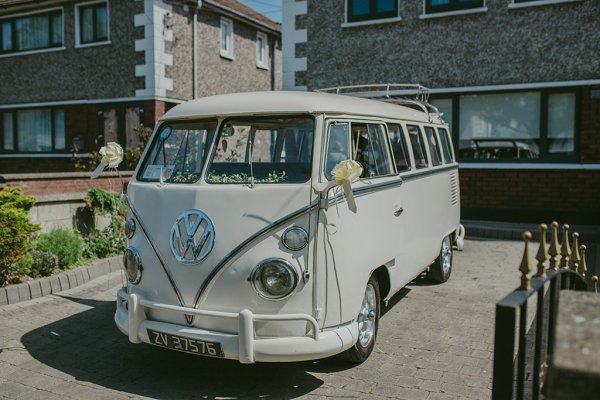 Wedding car with flowers