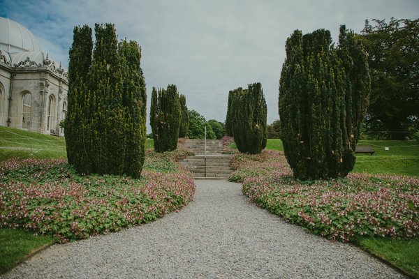 Killruddery manor house detail and garden steps