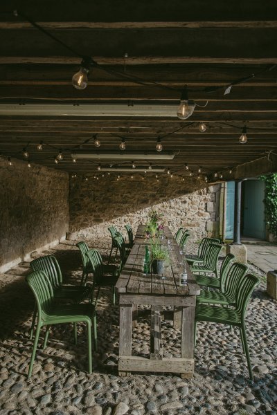 Green chairs exterior setting plants