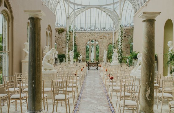 Interior empty ceremonial room chairs setting