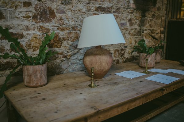 White tilted lampshade