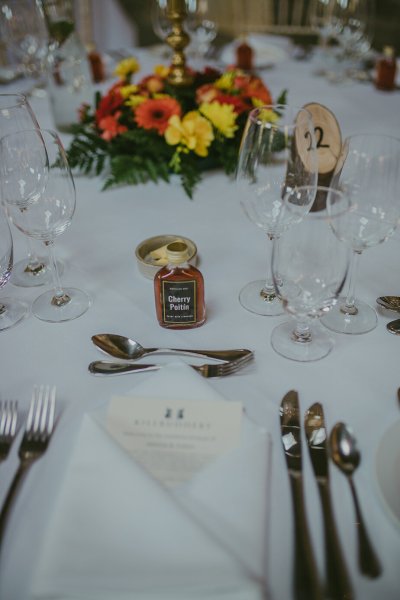 Table cutlery setting and glasses