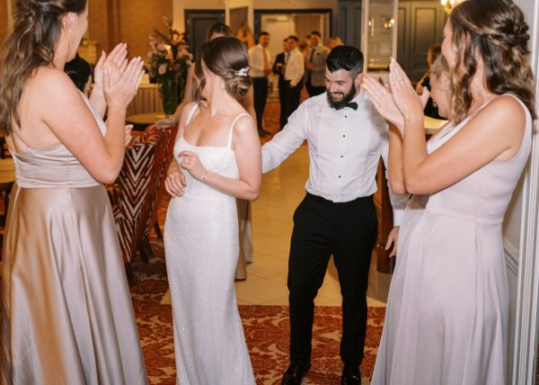 Bride on groom on the dancefloor dancing