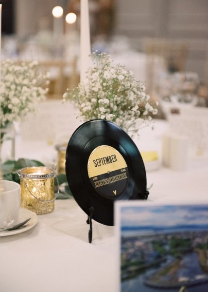 Little CD disc detail on table