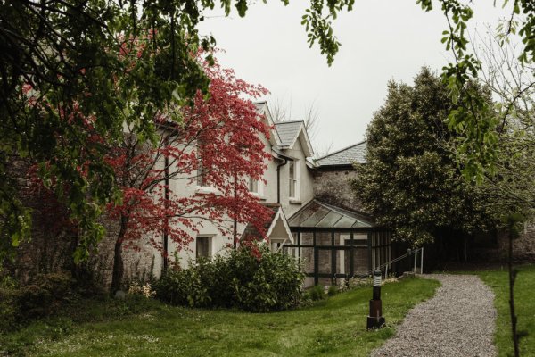 Exterior setting trees and house