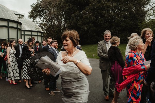 Woman in white dress exterior shot