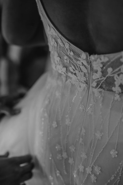 Black and white back of bridal gown/dress