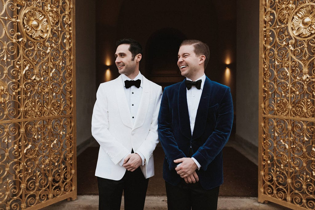 grooms black and white tuxedos