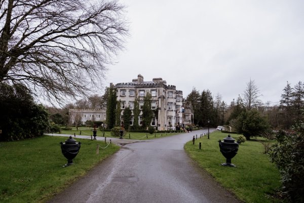 Exterior wedding venue pathway