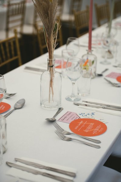 Name placement details on tables for guests