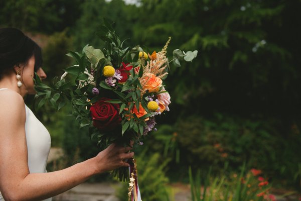 Bouquet of flowers roses and bride