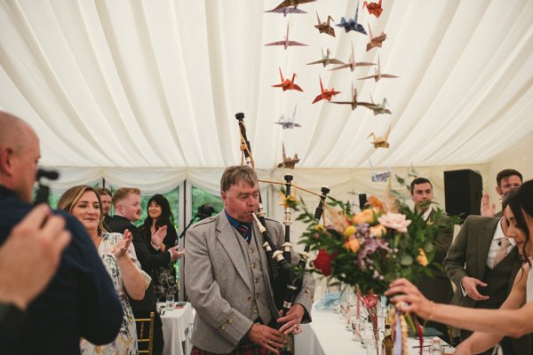 Bagpipes Scotsman plays music instrument wedding band