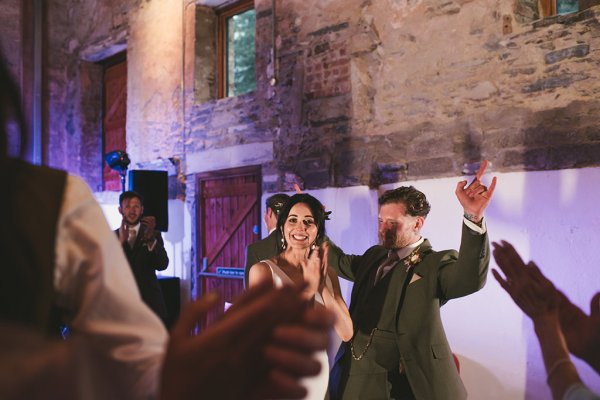 Bride and groom dance on the dancefloor