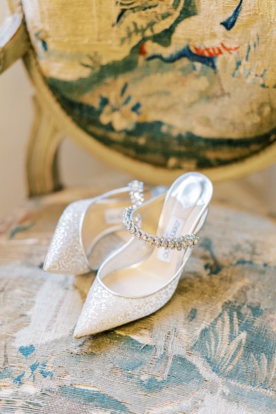 White bridal heels/shoes sequined detail