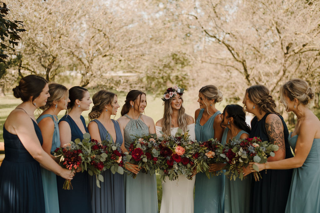 blue bridesmaids dresses