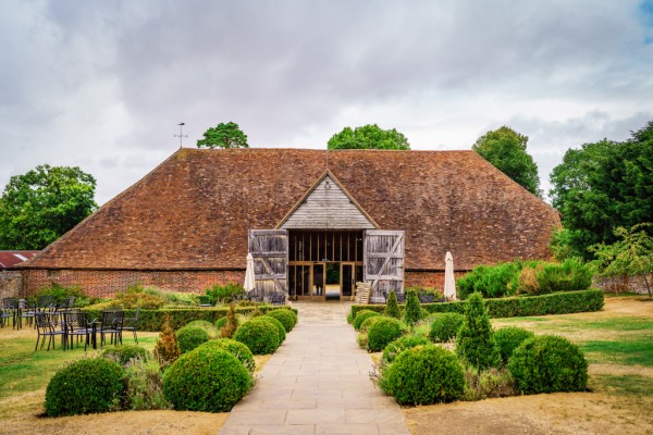 Exterior wedding venue garden setting