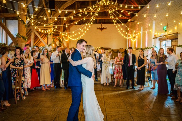 Bride and groom first dance dancing on the dancefloor