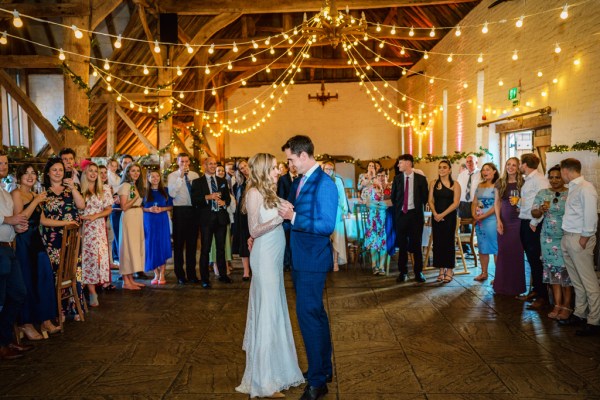 Bride and groom first dance dancing on the dancefloor