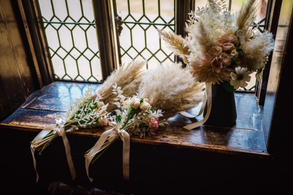 Flowers lying on table