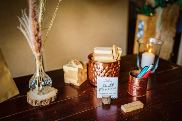 Stationary on wooden table