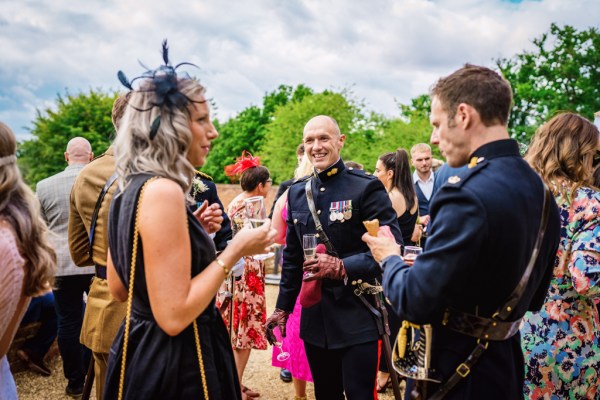 Guests drinking champagne and prosecco atmosphere shot