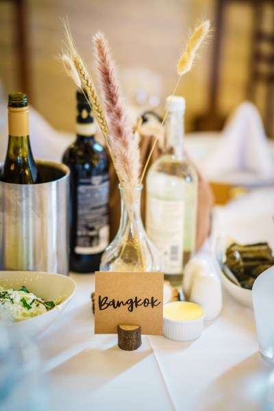 Burger table and selection of red and white wine