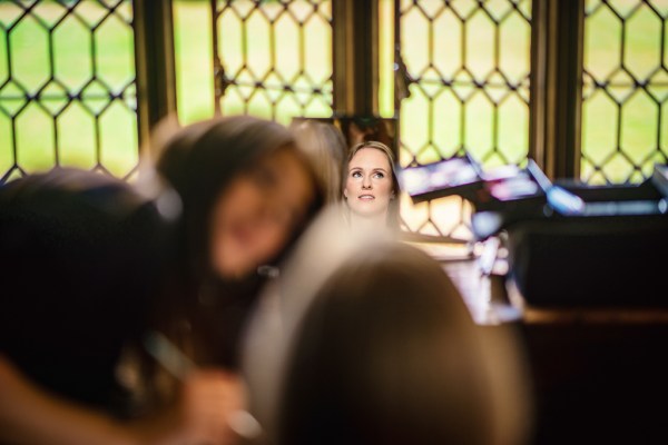 Bridesmaids getting ready for wedding