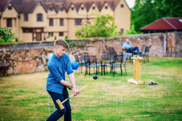 Polo boy in garden sport