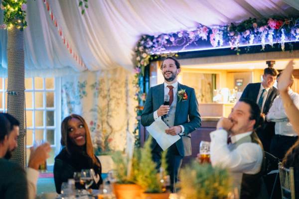 Groom gives speech