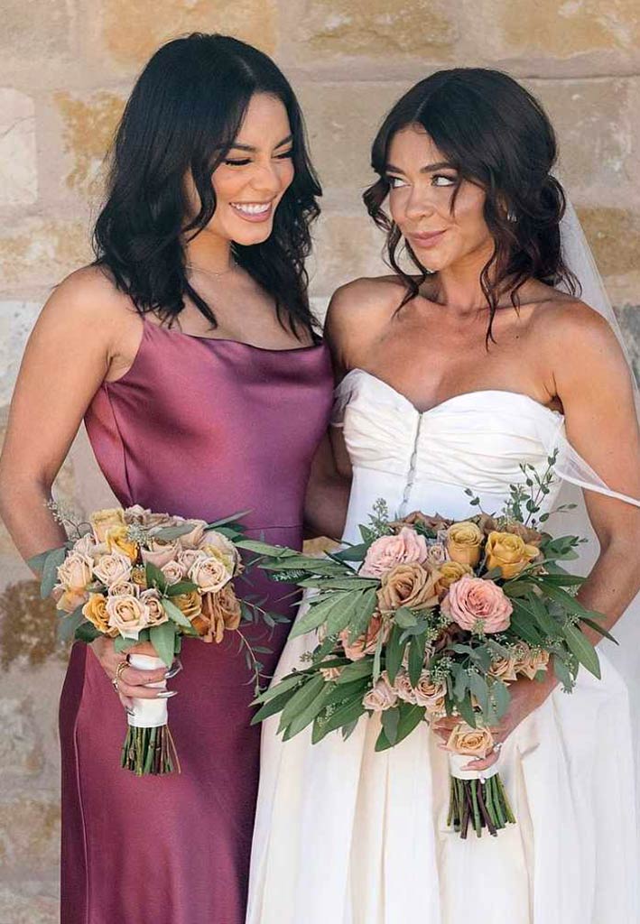 Vanessa Hudgens and Sarah Hyland bridesmaid celebrity bridesmaid style