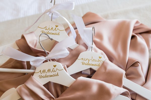 Bridesmaids dresses hanging up