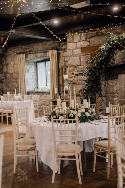 Table setting for guests cutlery candles