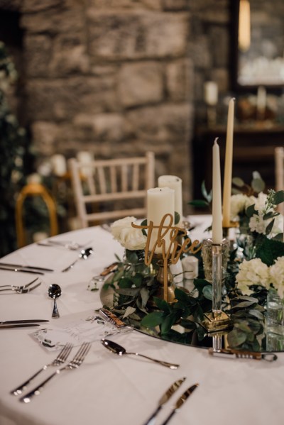 Table setting for guests cutlery candles