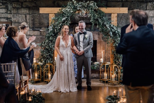 Bride and groom at alter to ceremony