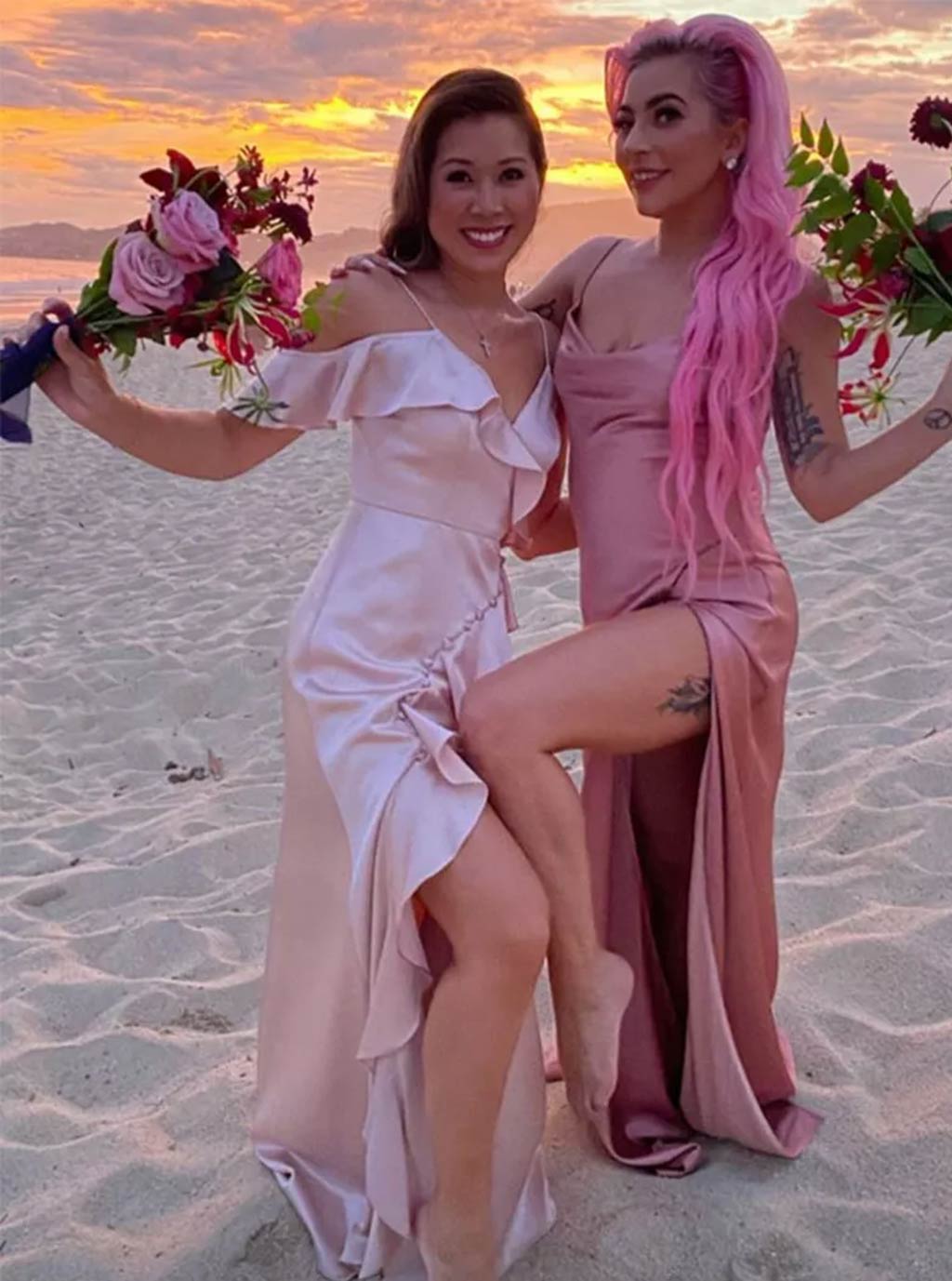 Lady Gaga beach bridesmaid