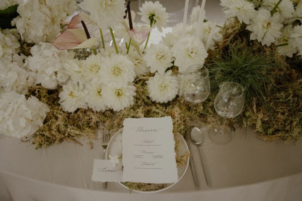 White roses flowers garden in background RSVP letters