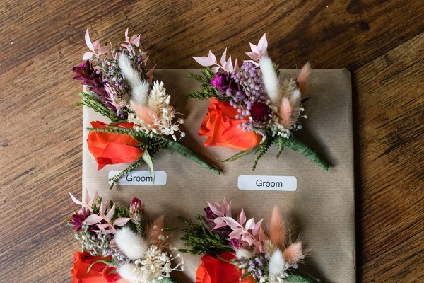 Flowers floral detail names groom and groom