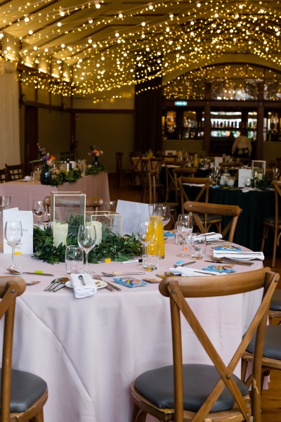 Colourful table setting decor ballroom