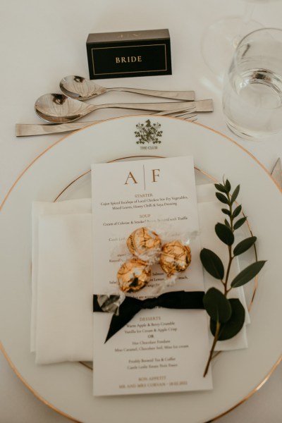 A + F initials menu detail